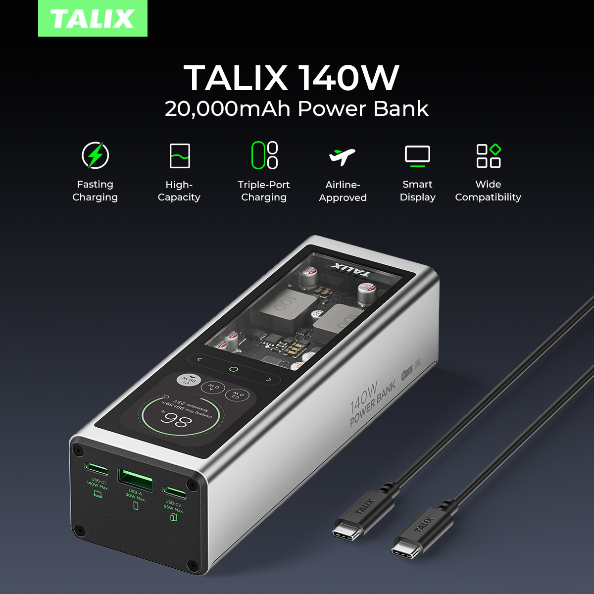TALIX 140W Power Bank 20000mAh - Drone Battery Charger incelemesi ve fiyatı