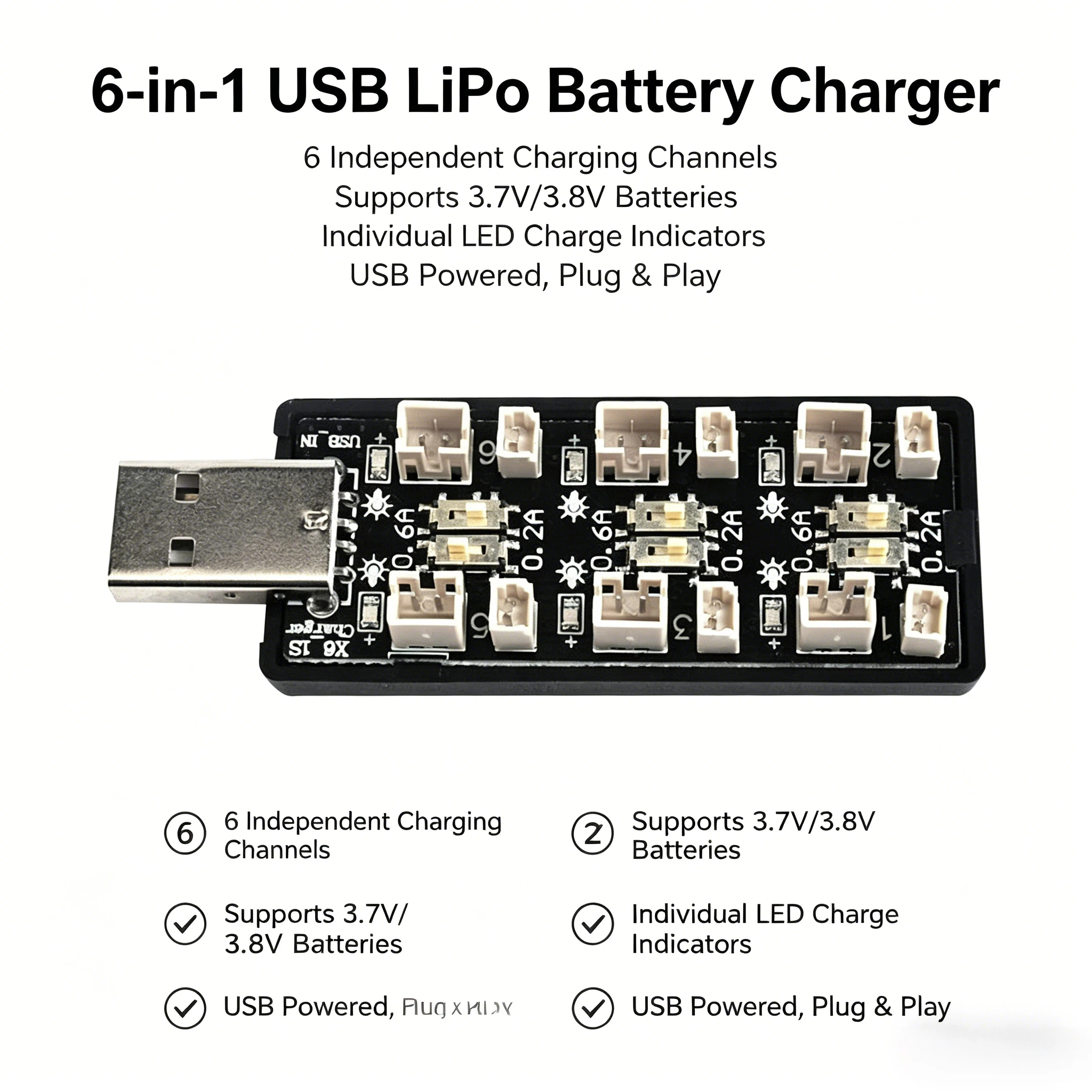 6-Channel 1S LiPo Battery Char - Drone Battery Adapter incelemesi ve fiyatı